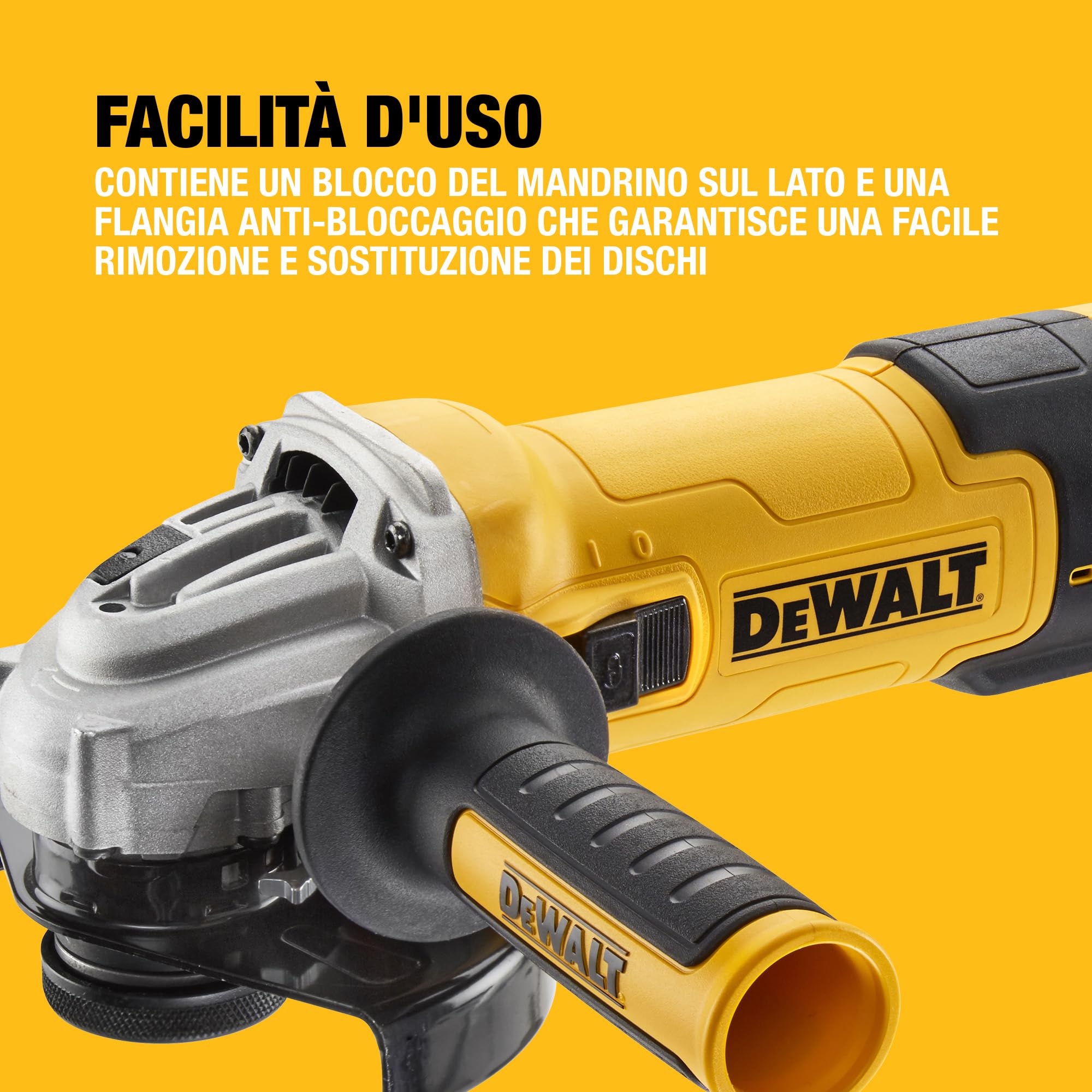 DEWALT 1500W 125mm Smerigliatrice Angolare a Velocità Variabile con Interruttore No-Volt - Kit di Levigatura, DWE4257KT-QS