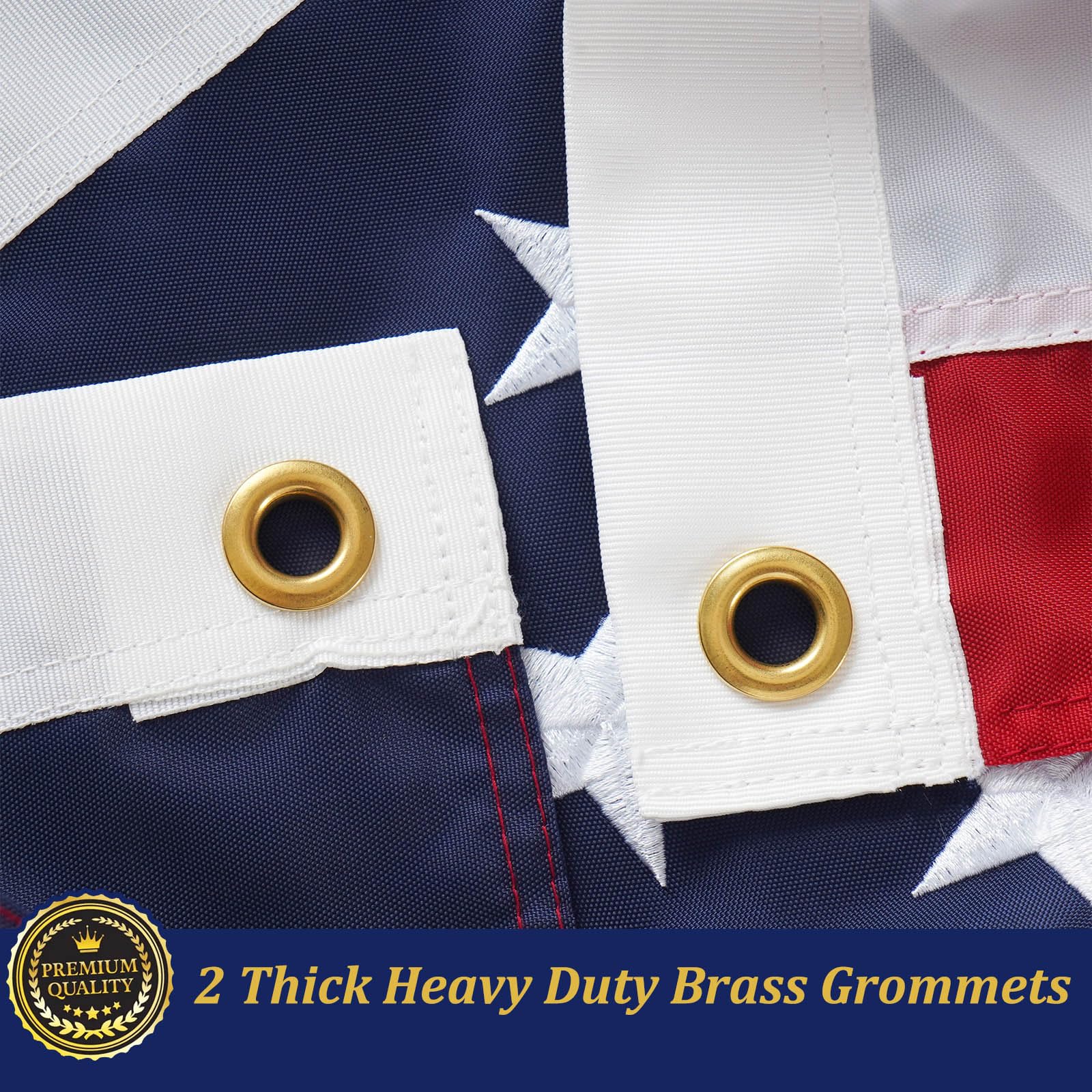 TOPFLAGS Bandera americana de Estados Unidos bordada de 10 x 15 cm al aire libre, banderas Patriot USA con un peso seguro duradero con ojales de latón