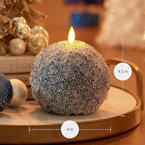Miniatura 5 de Luminara Vela sin llama esfera de cuentas de cristal blanco vela LED de cera real sin perfume temporizador centro de mesa de decoración navideña