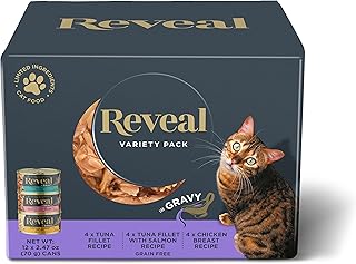 Reveal Natural Wet Cat Food, 24 Pack, Limited Ingredient Canned Wet Cat Food, Grain Free Food for Cats in Gravy, 24 x 2.47oz