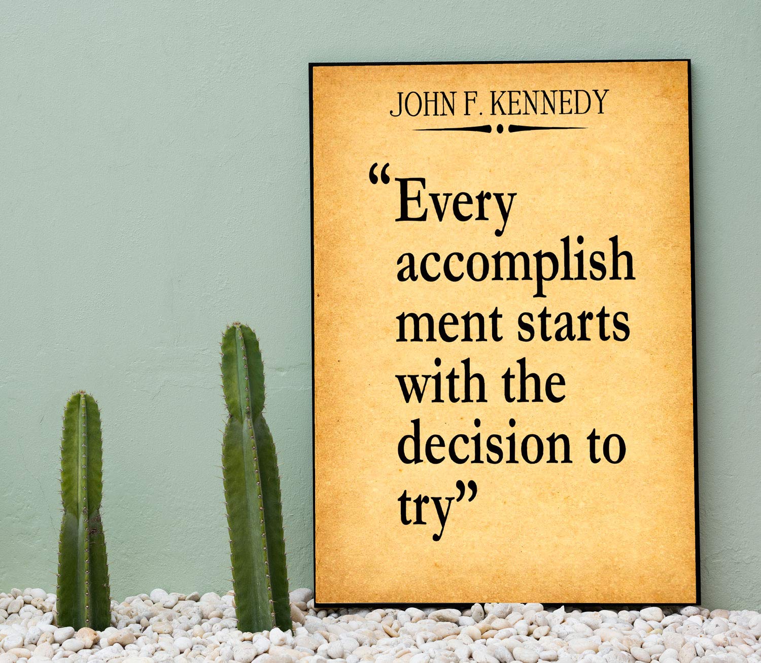 Affiche Citation JFK Vintage A2 - Poster Inspirant de Motivation pour Bureau