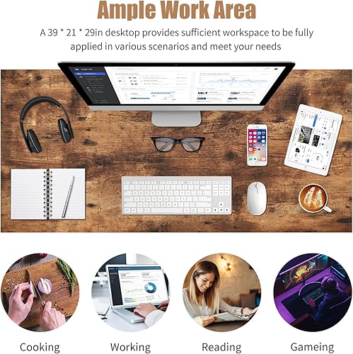Miniatura 5 de Escritorio de computadora de estilo moderno y simple de 40 pulgadas, escritorio para juegos y escritorio de oficina en casa para estudiar, escribir