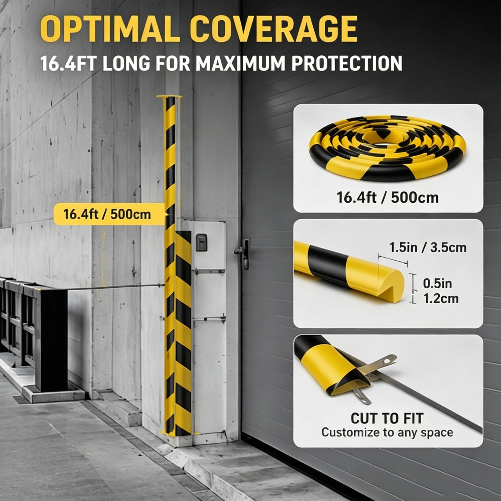 Bandes Sécurité Jaune Et Noir, Lot De 4 Protecteurs D'Angle Autocollants en Mousse NBR, Protection Mur Garage pour Usine, Zone De Stationnement, Quai De Chargement
