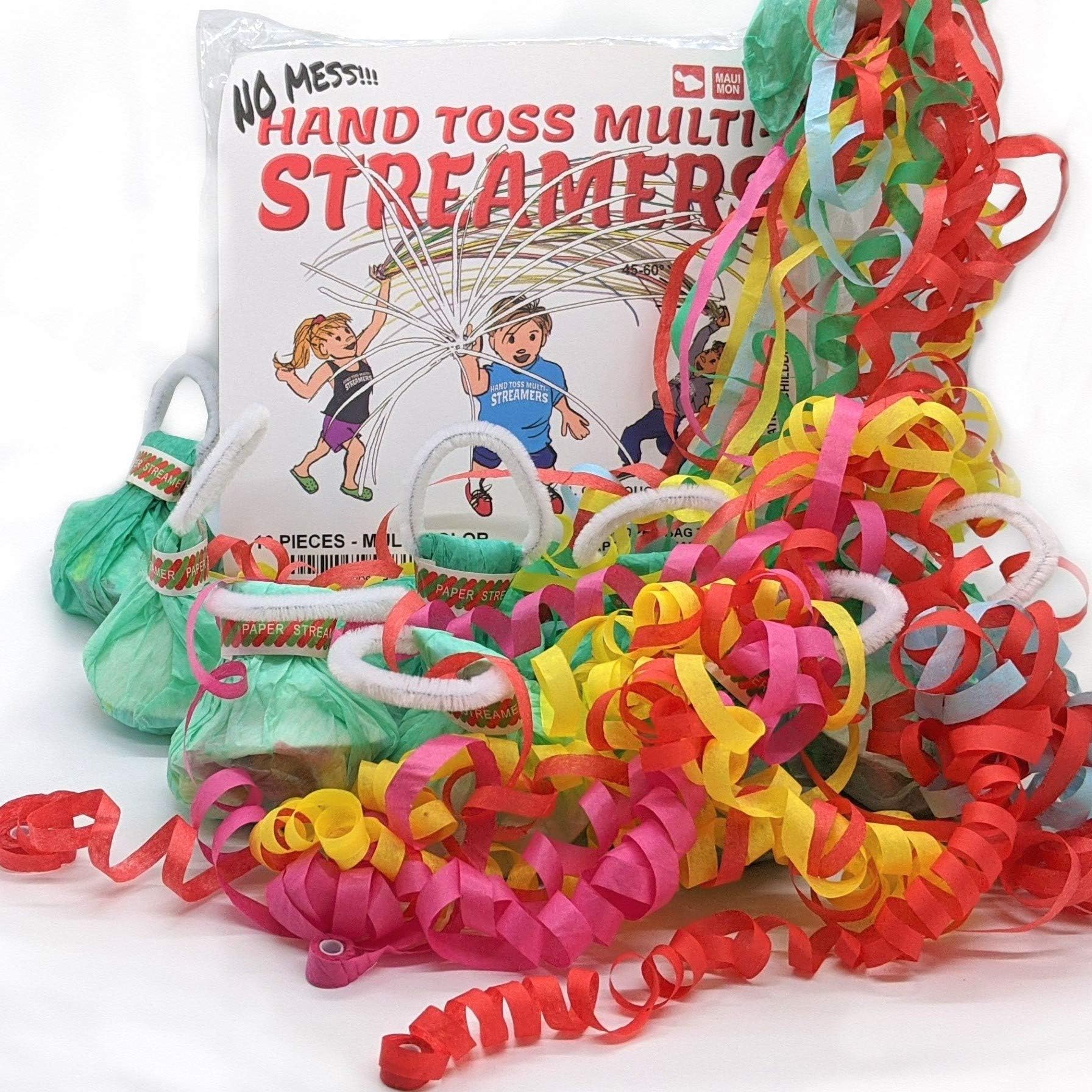 Maui Mon 10 Pack Multi Color Hand Toss Streamers No Mess
