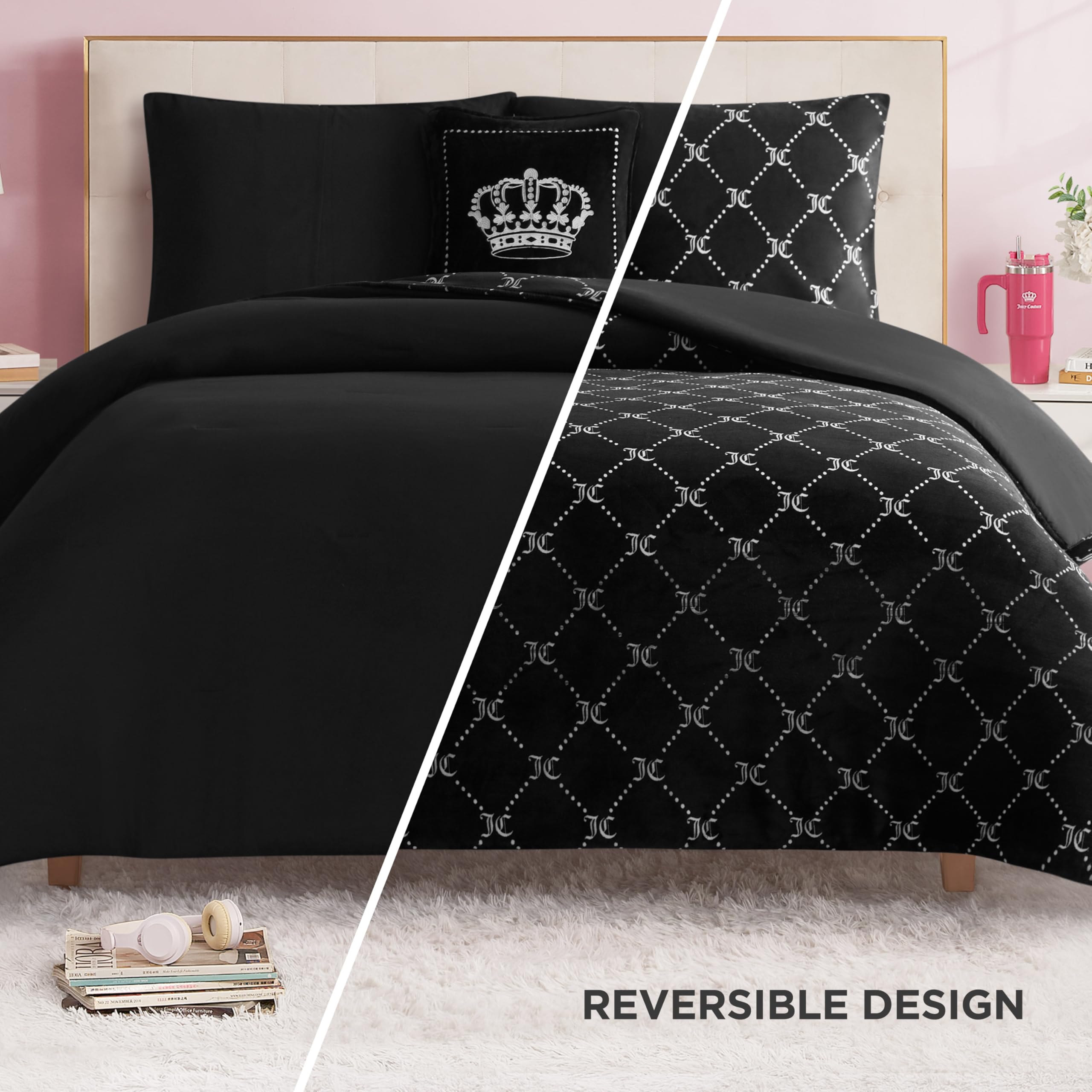 Amazon.com: Juicy Couture Plush Reversible Trellis Link 4-Piece