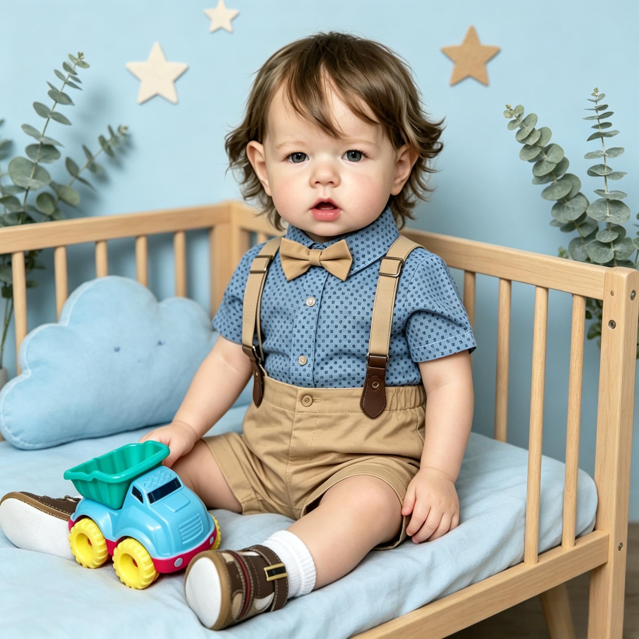 ROSHUAN Lifelike Reborn Toddler Dolls Boy Liam 28 Inch Big Size Reborn Baby Dolls That Look Real Life Baby Doll With Rooted Hair Realistic Toddler Doll Soft Cloth Body For Kids