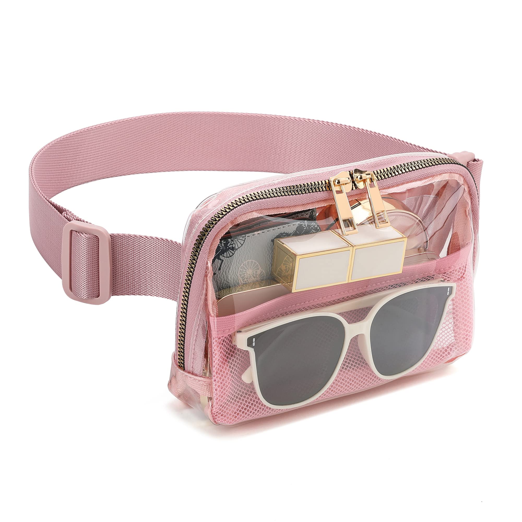 Clear Fanny Pack Belt Bag Stadium Approved for Women Men with Adjustable Strap Water-resistant Waist bag Clear Purse for Travel Workout Running Hiking