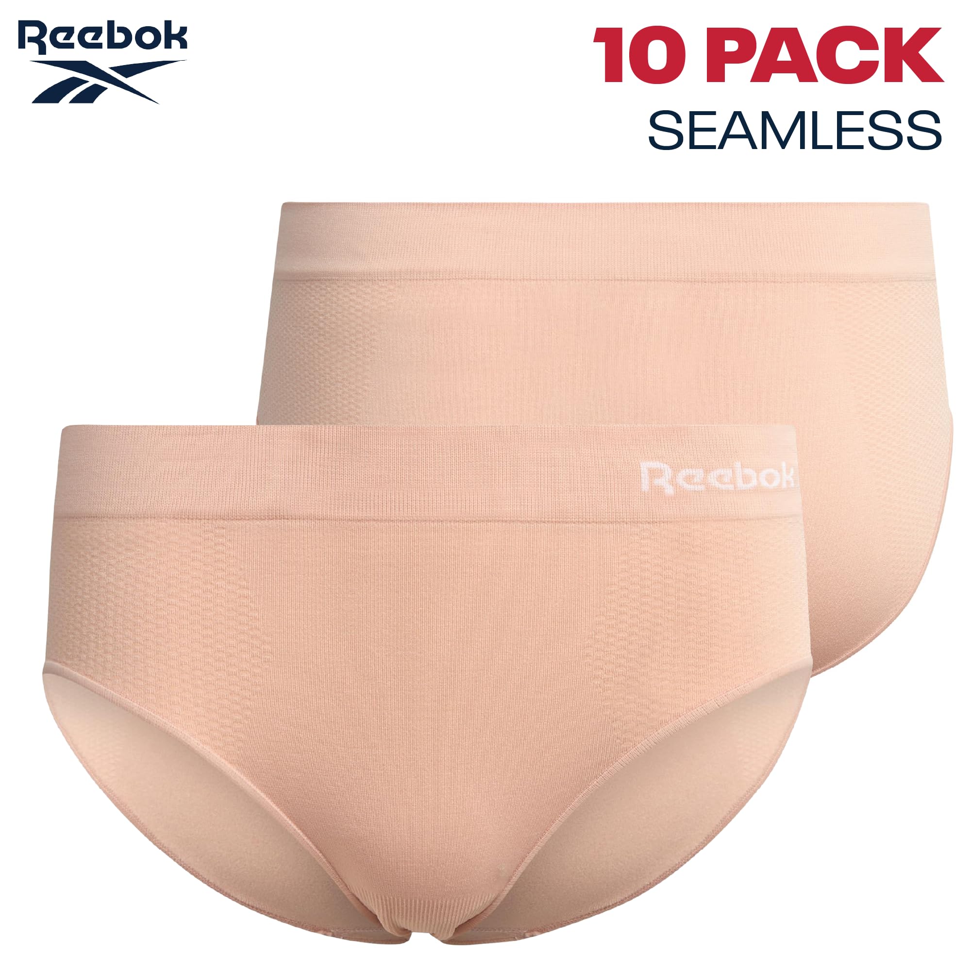 Reebok Ropa interior para mujer - Calzoncillos hipster sin costuras (paquete de 10)