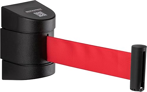 DuraSteel Wall Mount Crowd Control Retractable Belt Barrier - 9.2 Ft Red Retractables Barrier Belt w/ABS Casing, Do Not Enter Crowd Control Barriers