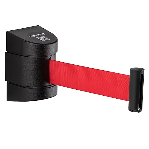 Miniatura 1 de DuraSteel Barrera retráctil para cinturón de montaje en pared, cinturón de seguridad rojo de 6.5 pies en carcasa negra resistente, Guardian 2.0 para