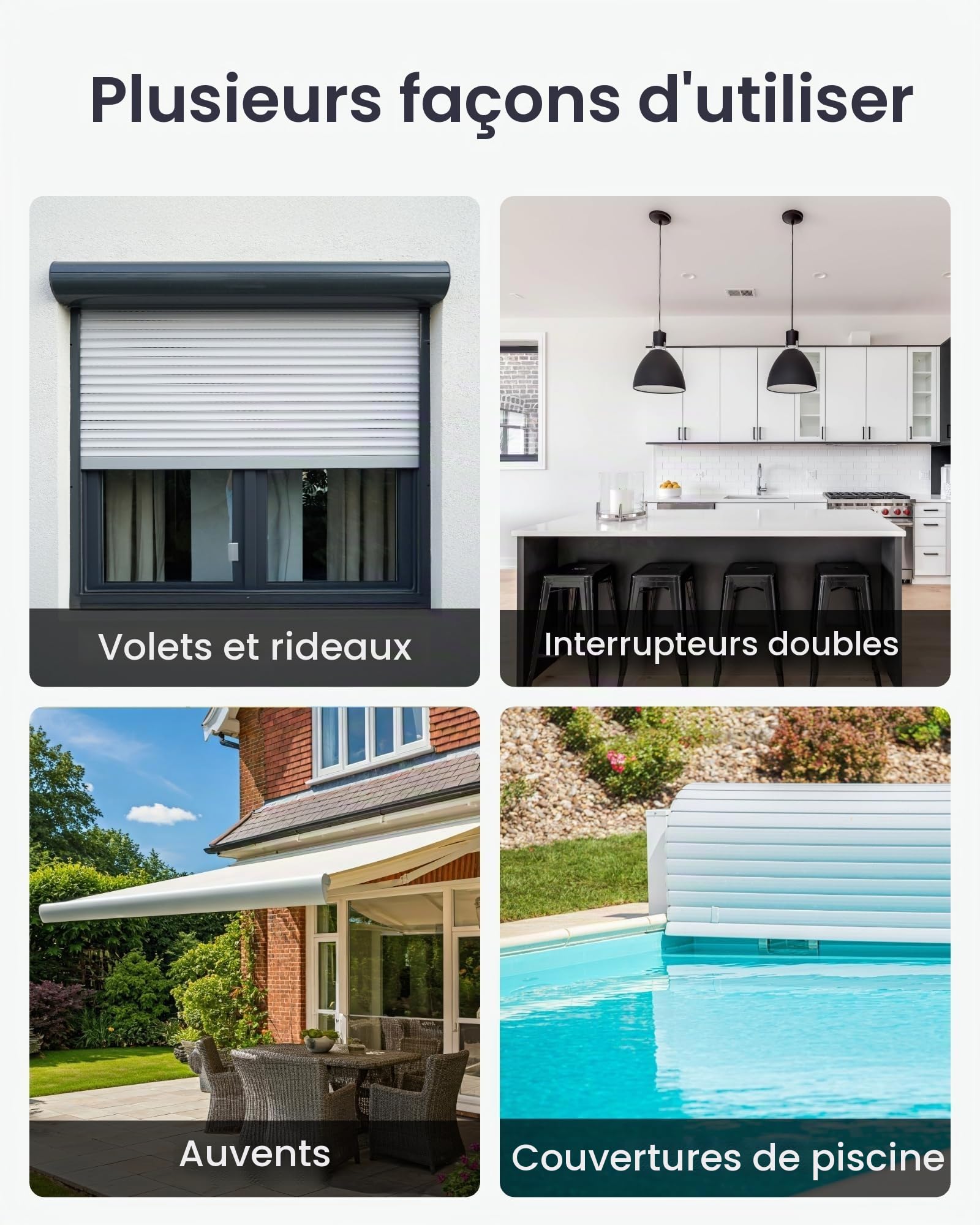 SwitchBot Commutateur WiFi 2PM compatible avec Alexa/Apple Home/Google Home, module relais avec répéteur Bluetooth et contact à sec, Wi-Fi 2,4 GHz, 16 A (4 pièces)
