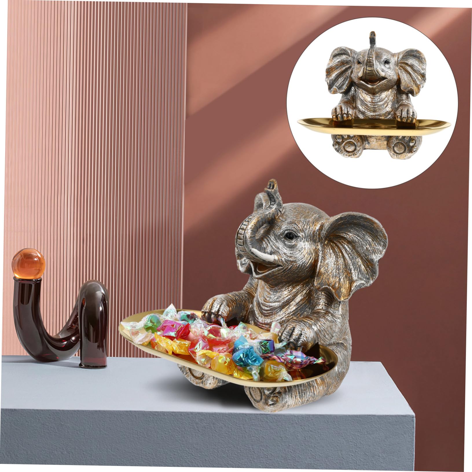 RORPOIR 1 Set Fruit Pot Cupcake Decorating Candle Holder Plate Ornament Display Stand Serving Tray Dessert Stand Cake Decoration Elephant Handicraft Jewelry Appetizer Resin