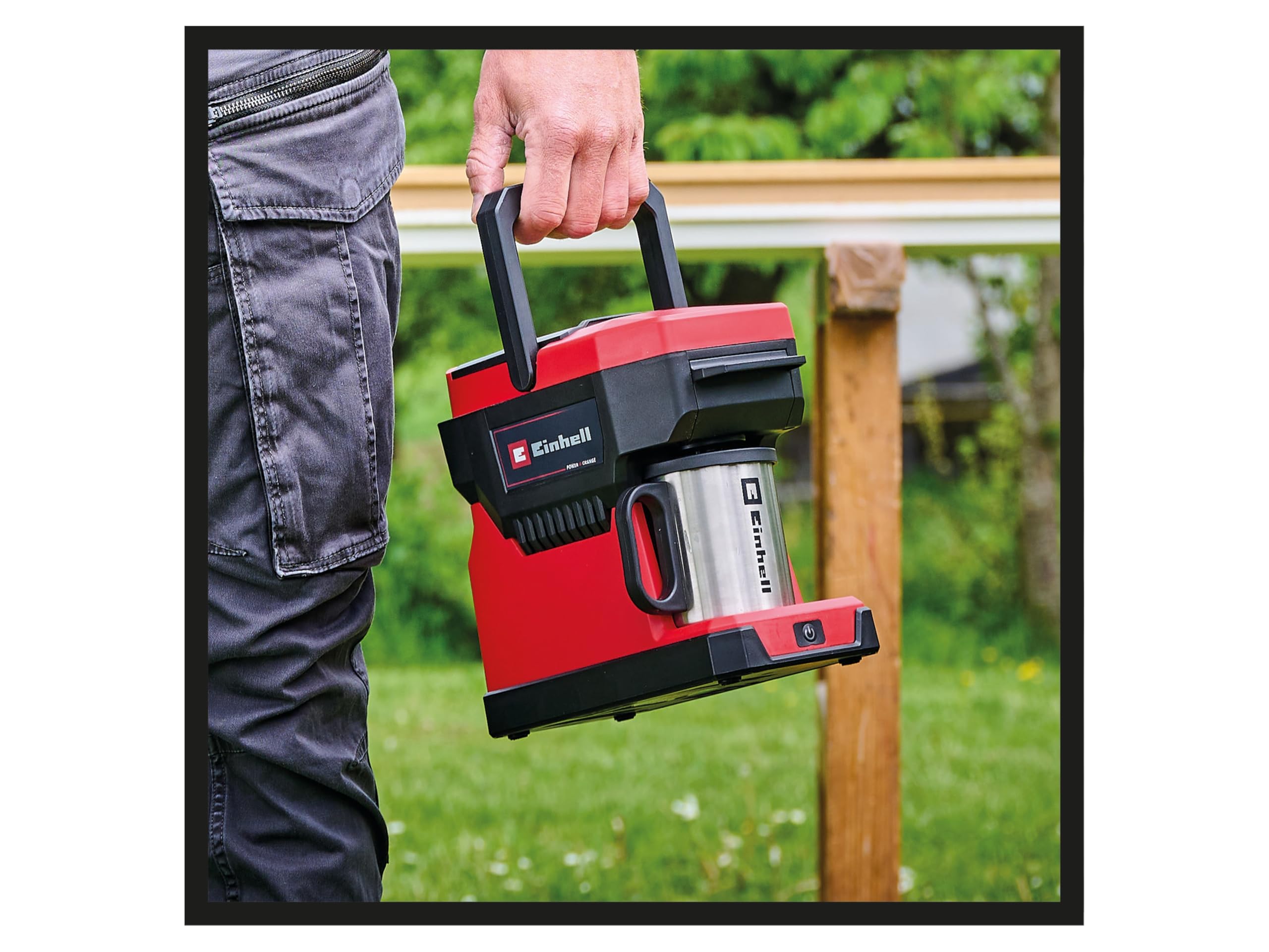 Einhell TE-CF 18 Li-Solo Power X-Change - Caffettiera a batteria 18 V, 240 ml, per caffè e cialde di caffè con coperchio, senza batteria