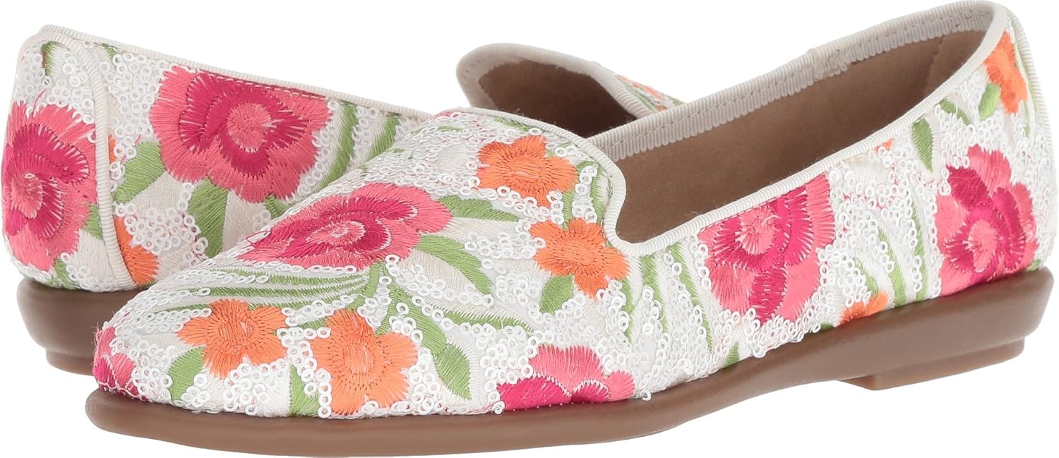 Aerosoles Women's Betunia Loafer Flat, Ivory Floral, 12 Wide