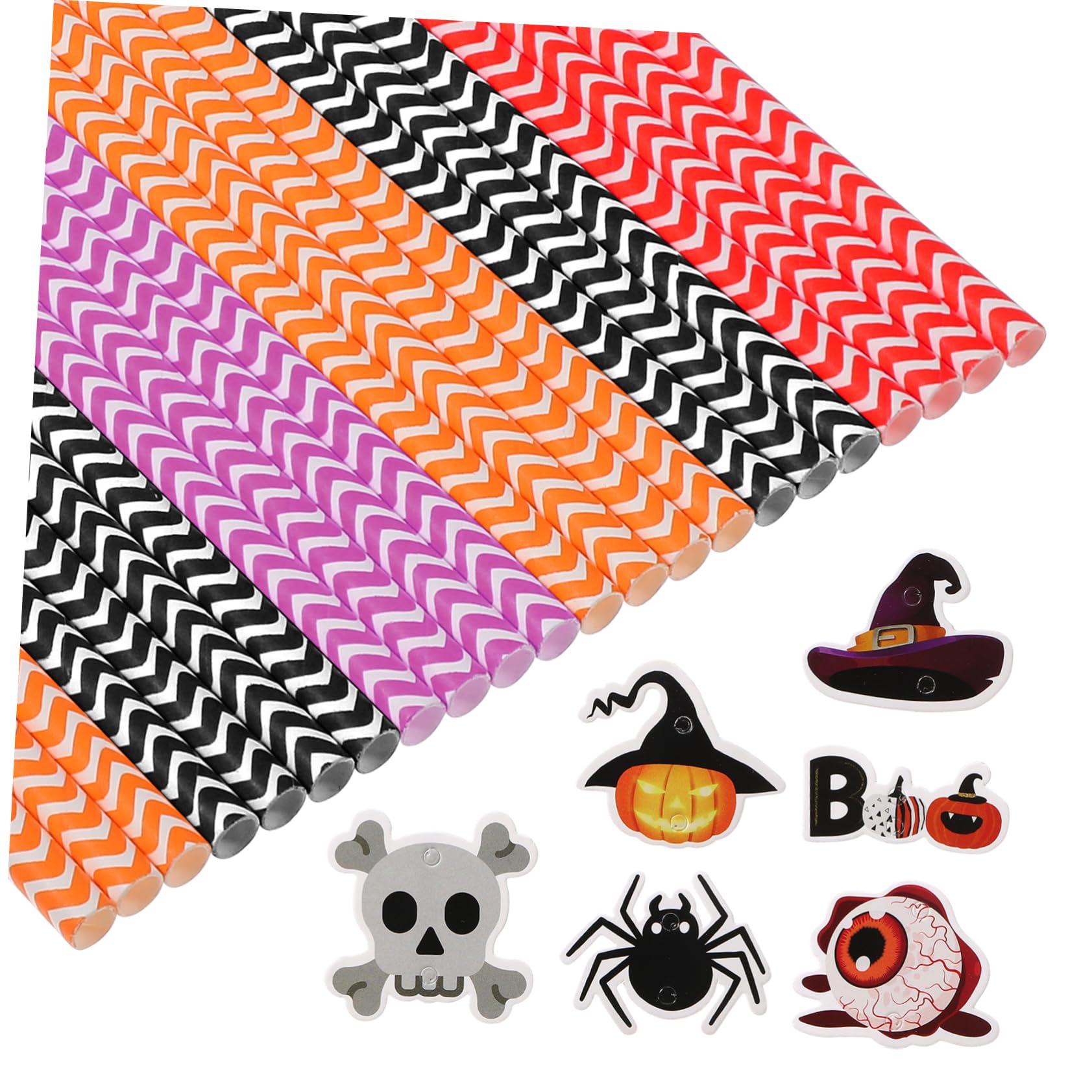 Mikinona 6confezioni Cannucce di Carta di Halloween Stampa Righe Colorata Decorazioni per Feste e Uso in Famiglia Realizzate Materiali di Carta Sicuri
