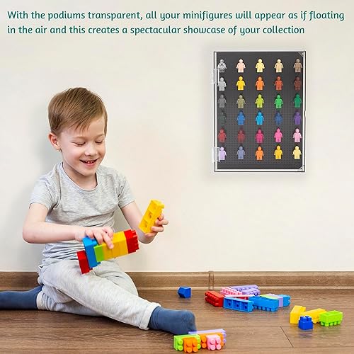 Miniatura 6 de JOYMOMO Vitrina de minifiguras de acrílico para montaje en pared, exhibe y protege tu colección de minifiguras de bloques de construcción (sin
