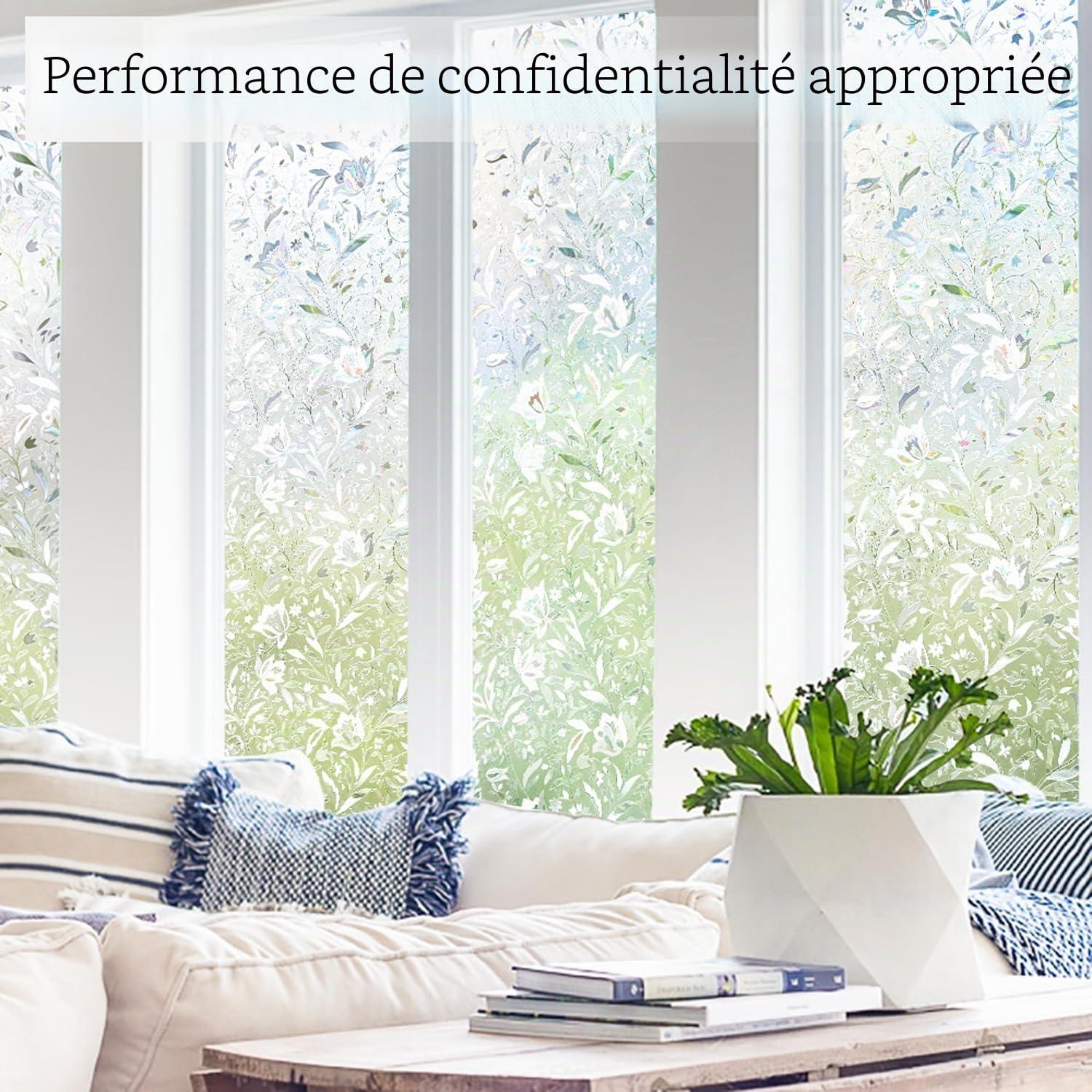 KROMAPOLIS Film Fenêtre Anti Regard Vitrail Tulipe - Électrostatique Anti UV pour Vitre - Vinyle pour Chambres à Coucher et Salles à Manger - 90 * 400cm