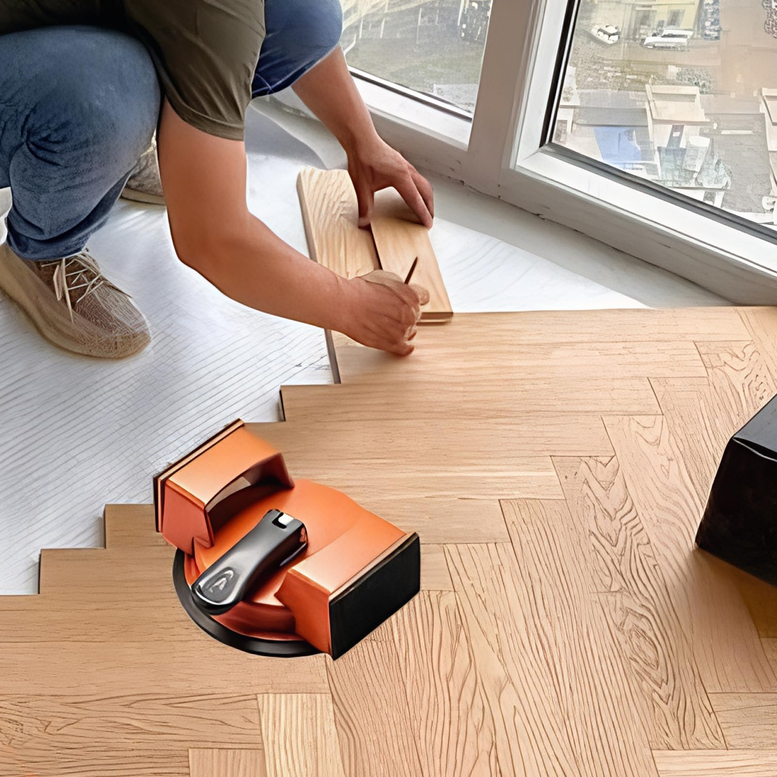 Herramientas de fijación de juntas de sólidos de aluminio con ventosa para reparación de pisos laminados y madera