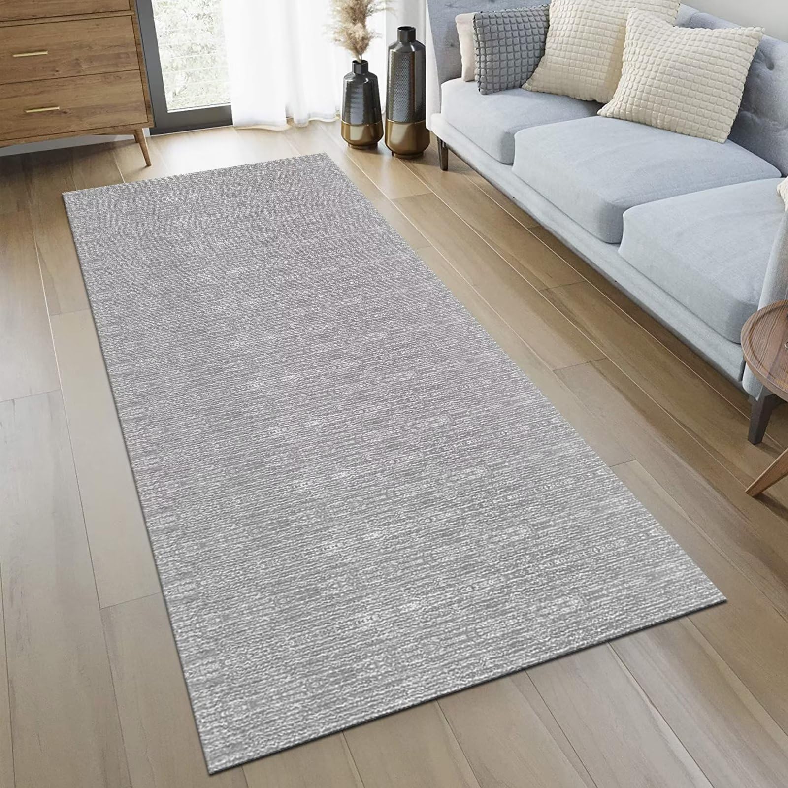 Tappeto Passatoia Corridoio Antiscivolo Tappeto Cucina Lavabile Durevole 60X150CM Grigio Bianco Tappeti Runner Moderno Tappetino zerbino al metro per Soggiorno Camera da Letto Antisfilo Tappeti Rug