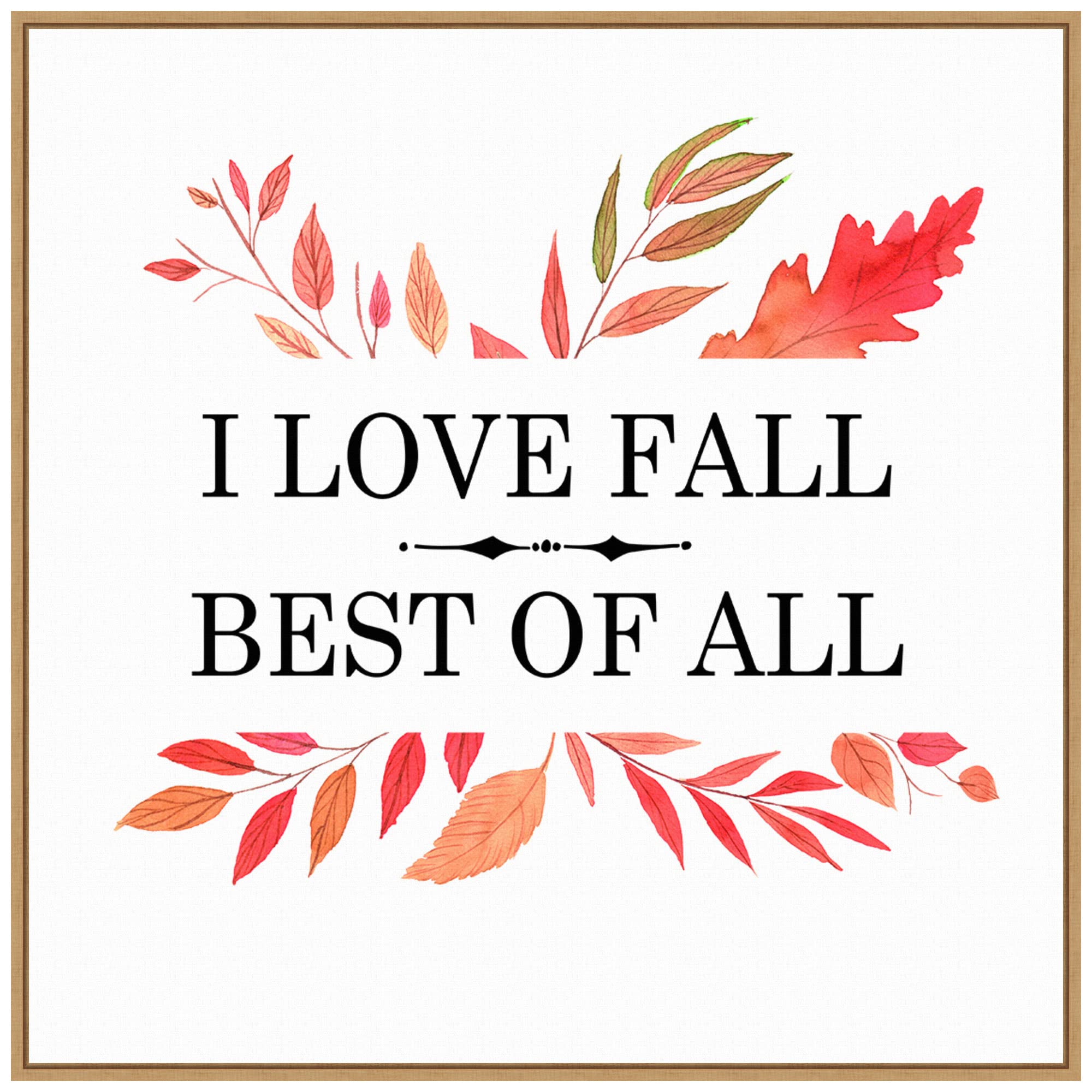 Amanti Art Framed Canvas Wall Art 30x30 Love Fall Best Of All Leaves Portfolio, Framed Wall Art Canvas, Seasons Artwork, Modern Decor, Large Poster Painting for Living Room, Bedroom,