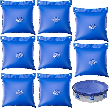 8 Pack Swimming Pool Cover Hanging Bag - 0.4 mm PVC Pool Cover Weights - Heavy-Duty Winter Water Tube for Above Ground Winter Pool Cover,11.5L11.5W