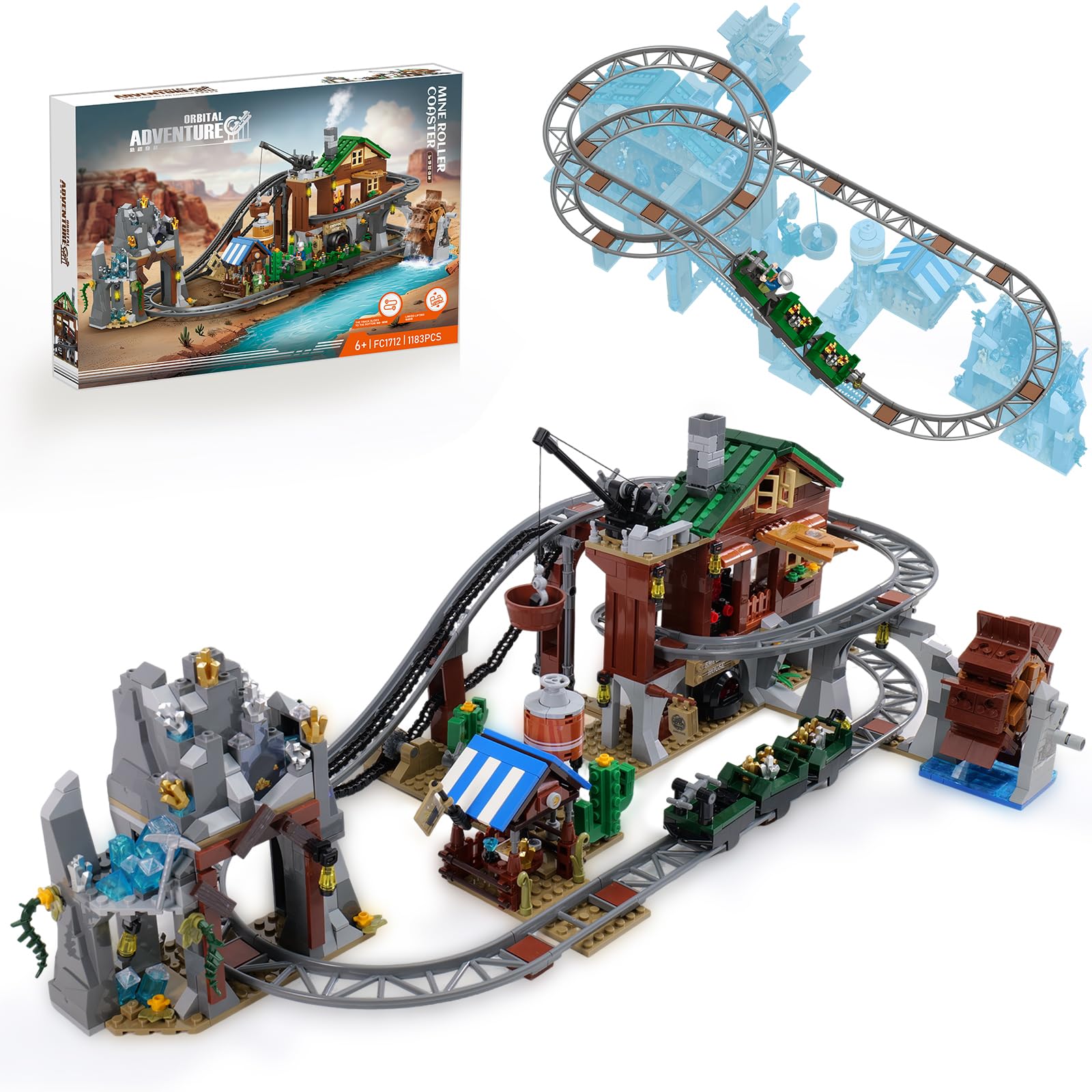 Wild West Gold Rush Roller Coaster Building Blocks, Compatible with LEGO