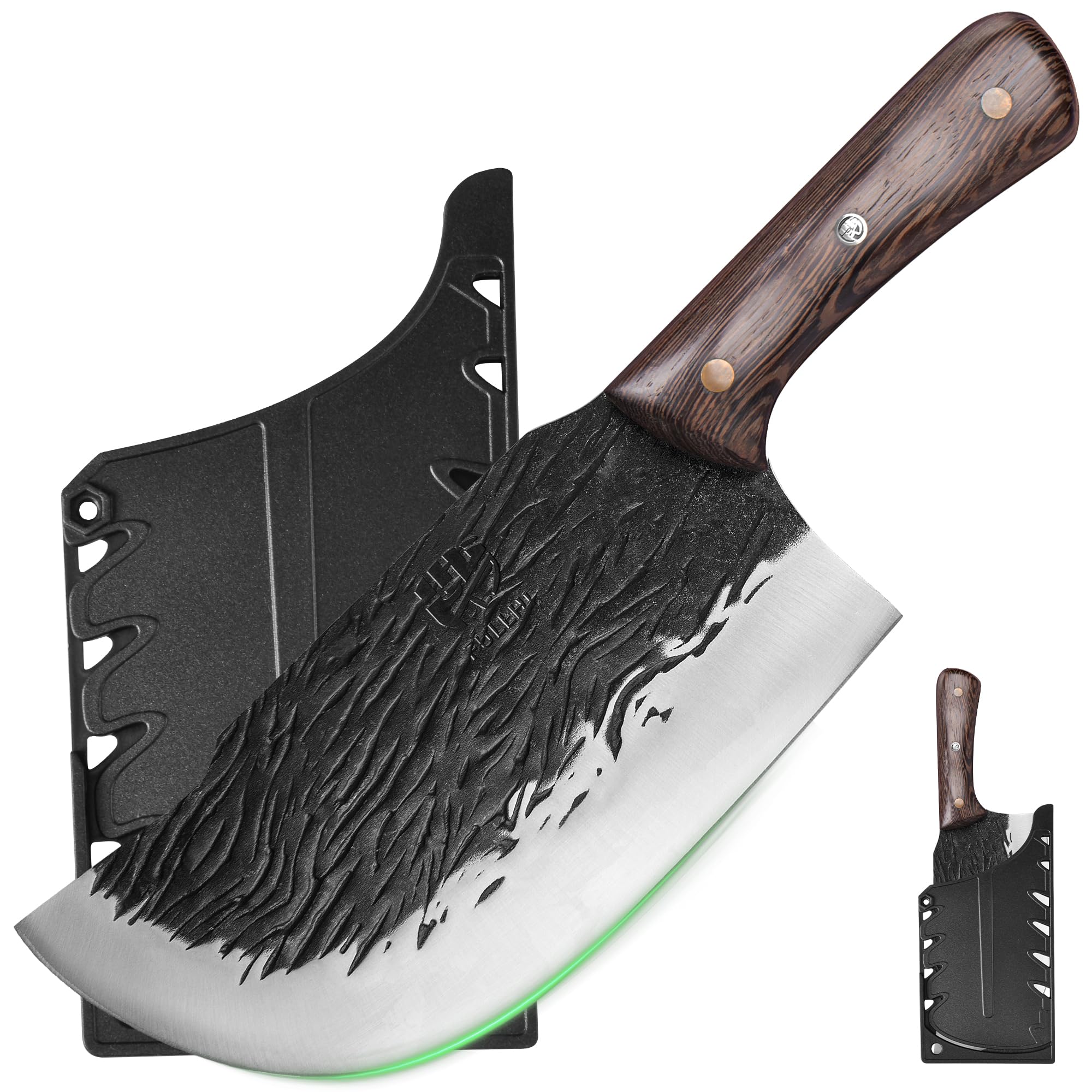 FULLHI Couperet à viande lourd en acier à haute teneur en carbone 21cm avec gaine