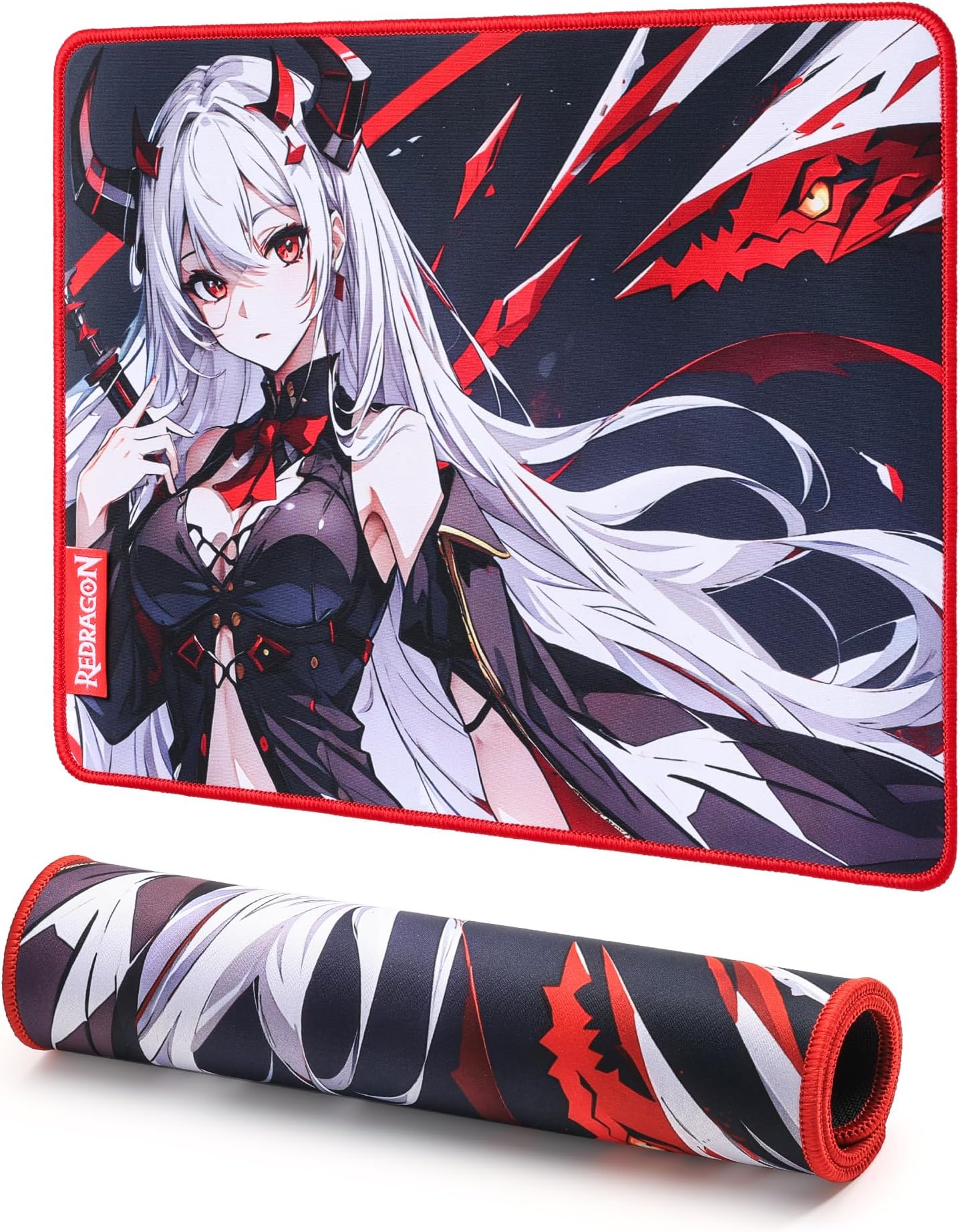 Redragon EISA P047S Anime Gaming Mouse Pad - Smooth Spandex Surface, Anti-Slip Rubber Base, Spill-Resistant, Durable 3mm Thick Design, 13 x 10 inches, Black