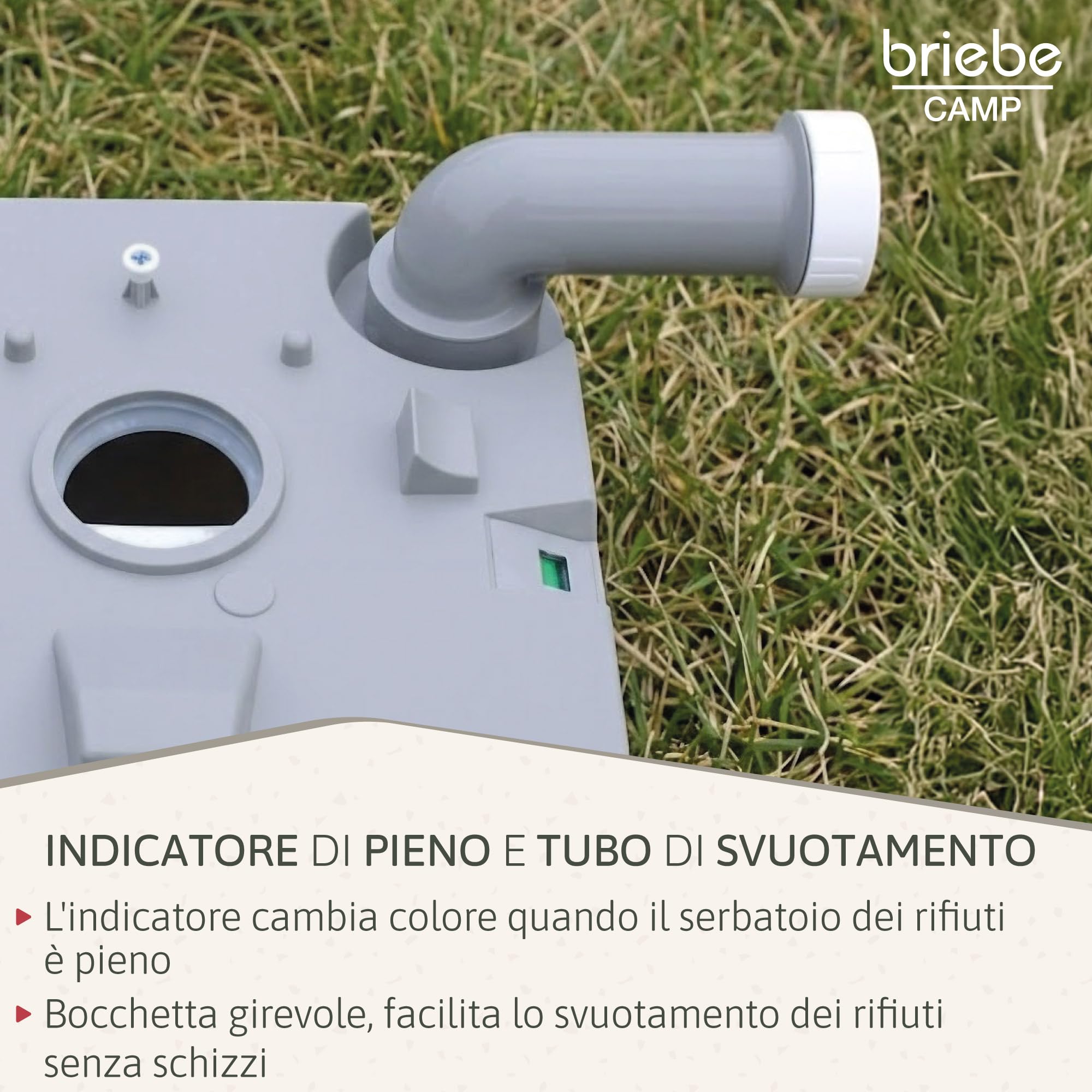 briebe Camp WC Portatile 24L Bagno Chimico, Campeggio, Camper, Roulotte, Barca e Outdoor, Serbatoio di Scarico dell'Acqua con Pompa a Pistone 20L, Potty
