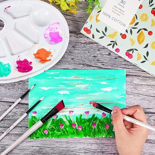 Miniatura 4 de 30 hojas de papel de acuarela, tamaño A5 (8.3 x 5.8 pulgadas), papel de acuarela de prensa en frío, 140 lb300 GSM, almohadilla de acuarela rasgable