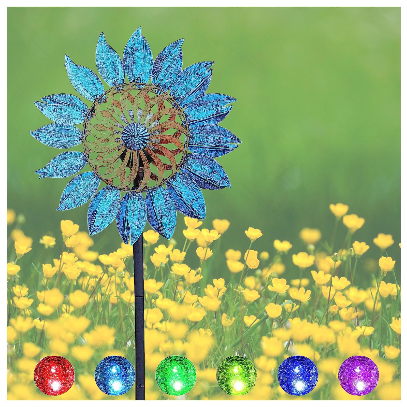 Rongyewxae Light 84In Yard Decorations Outdoor Wind Spinner, Wind Catchers, 360° Wind With Kinetic Garden Spinners