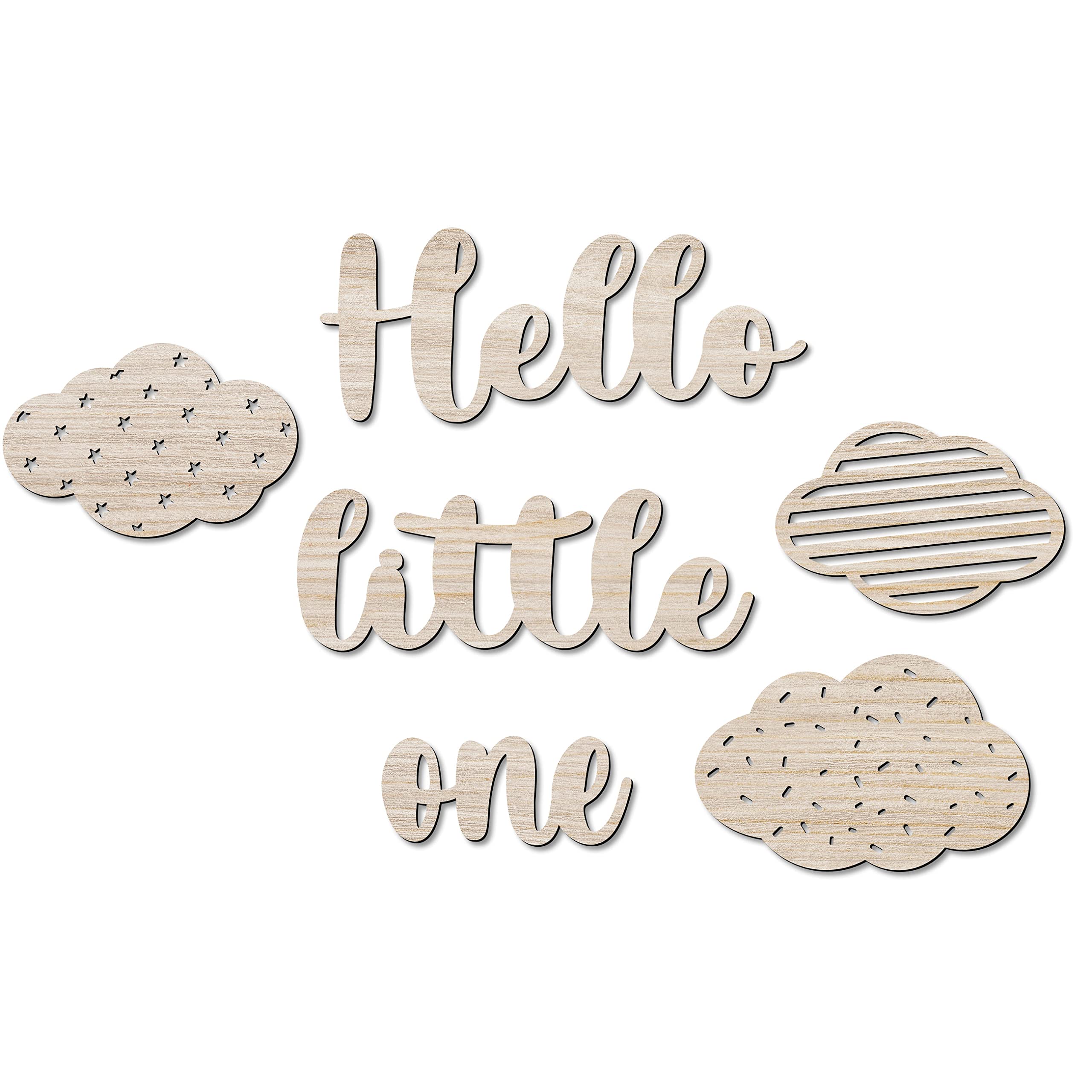 Papierdrachen Wanddekoration aus Holz - ideale Deko für das Kinderzimmer - Wooden Cutout - Vintage - Boho - Größe ca. 35 x 55 cm - Hello little one - Set 7