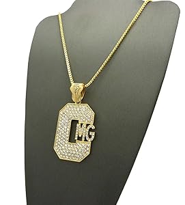 Crescendo SJ INC NEW ICED OUT 'CMG' PENDANT &2mm/24 BOX