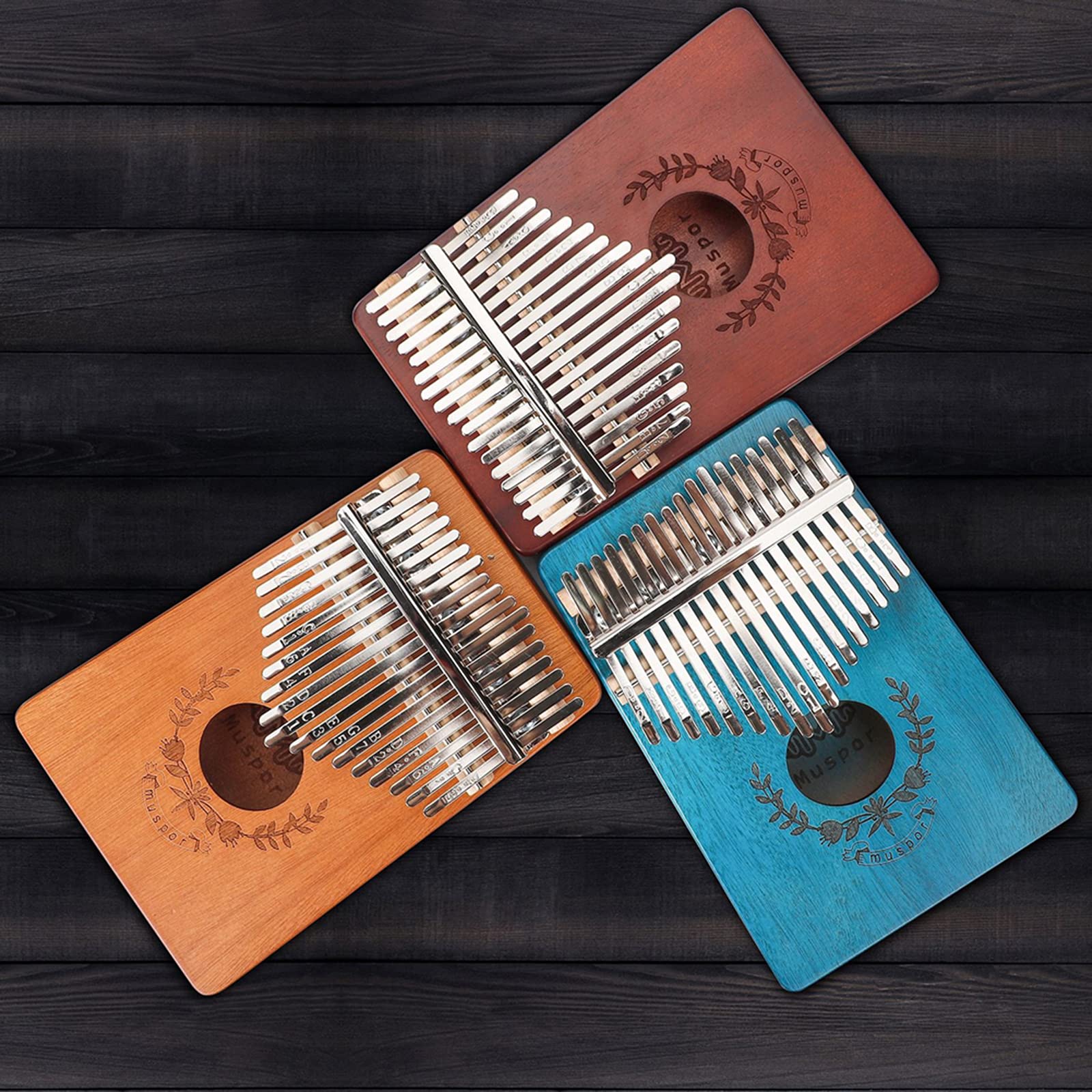 Kalimba 17 Clés, Pouce Piano Haute Qualité Doigt Instrument, Tuning Hammer Marimba Cadeau Musical pour Débutants Enfants Adultes