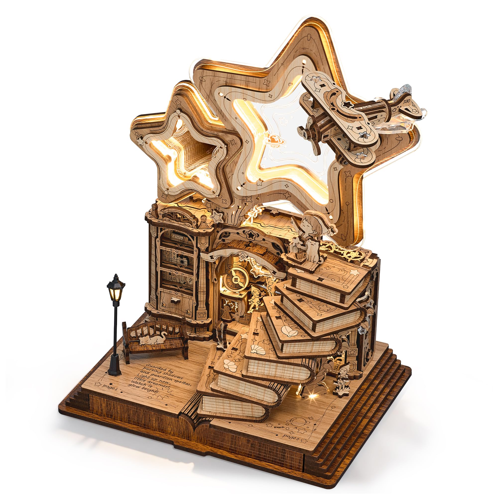 FUNPOLA Dreamora Nightlight LED Puzzle 3D Maquette Bois à Construire