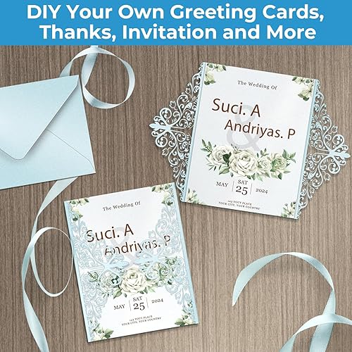 Miniatura 5 de Cartulina azul brillante, 100 hojas  Ohuhu 8.5 x 11 pulgadas, peso pesado, 80 libras, papel brillante de doble cara para manualidades, manualidades,