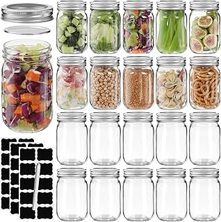 Haneye 12 oz Mason Jars with Lids 20 Pack - Regular Mouth Canning Jars, ...