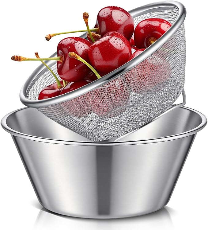 Baderke 2 Pcs Mini Colander & Food Strainer 304 Stainless