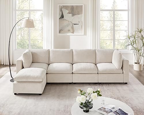 Miniatura 12 de VANOMi Sofá seccional modular, sofá convertible modular con otomano, sofás seccionales para sala de estar en apartamentos pequeños