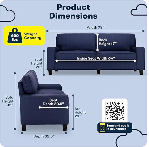 Miniatura 72 de Serta Palisades Sofás Tapizados para Sala, Sofá de Diseño Moderno, Tela, gris (Glacial Gray) gris (Glacial Gray),Beige,Marrón,Alforfón Beige,Marrón