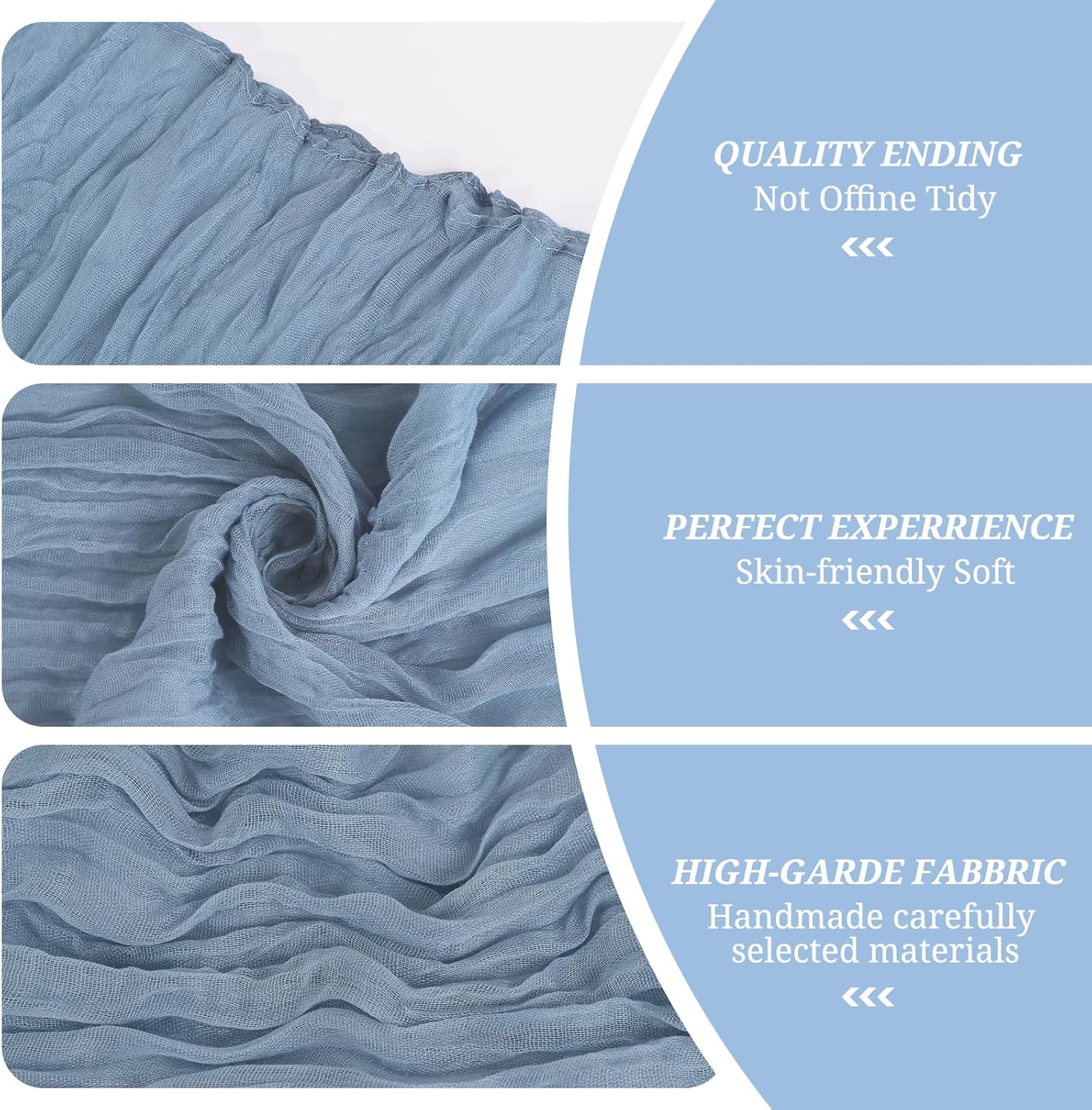 Pesonlook 60 PCS Dusty Blue Cheesecloth Chair Sashes, 16 x 70 inch Cheesecloth Sashes Rustic Chair Decorative Bows Designed ChairCover for Wedding Banquet Party Aisle Home Kitchen Decoration