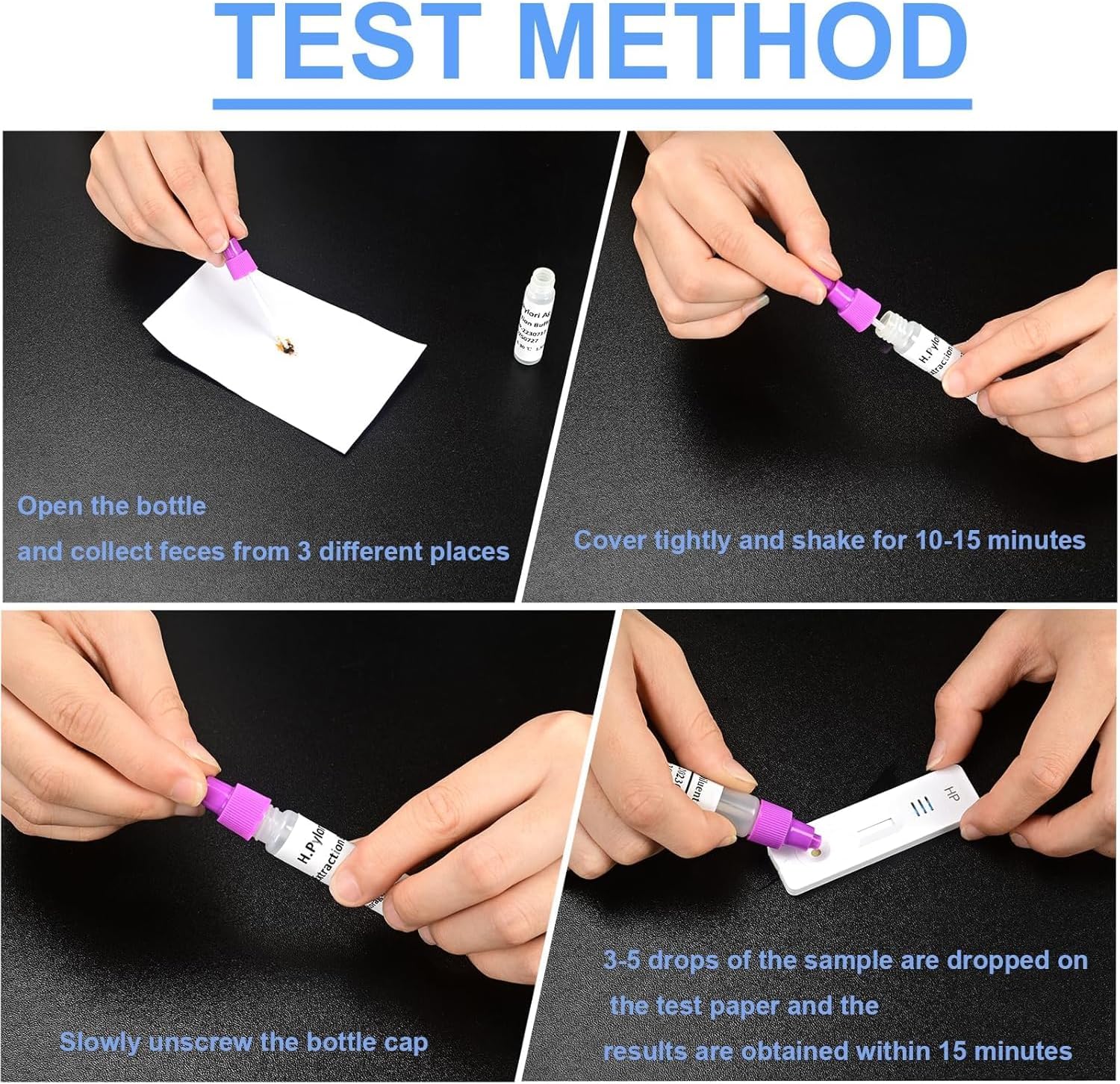 H. Pylori Rapid Test Kit Home Diagnostic Test Helicobacter Pylori Stool Test H.P (Antigen) Home Testing（3pcs）