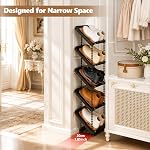 2 Sac à chaussures étroite en pente 5 Niveaux - Racks de chaussures verticales debout gratuits pour petits espaces et coin, organisateur de rangement de chaussures pour entrée, étagère Tall Slim Shoe pour bottes de chaussures - noir
