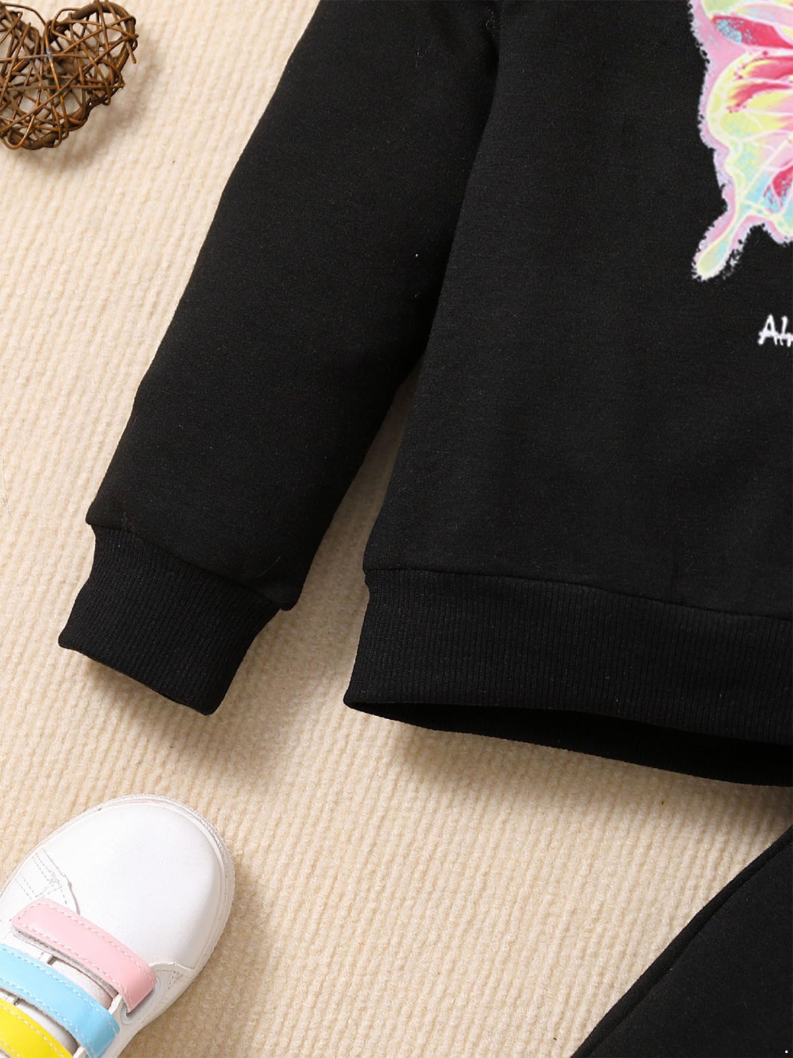 Enfant Fille Survêtement Ensemble Sweat à Capuche Imprimé Papillon avec Pantalon Jogging Décontracté 2-10 Ans