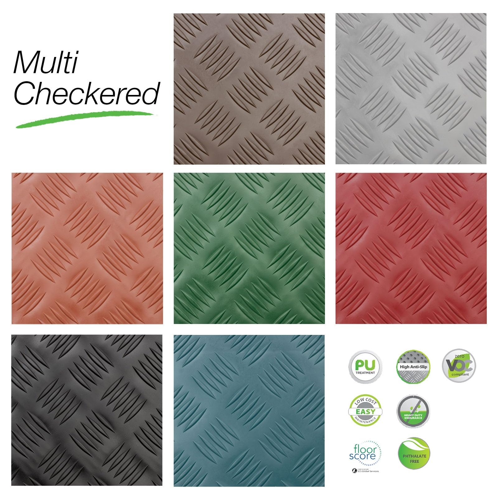 Floordirekt PVC Bodenbelag Diamond Cut - Gummimatte Meterware - Stärke: 2mm - Riffelblechmuster - rutschfest & unempfindlich gegen Flüssigkeiten & Schmutz - Universell einsetzbar (120x300cm, Schwarz)