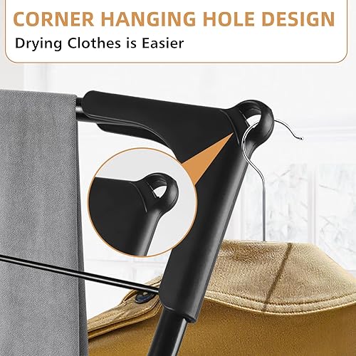 Miniatura 6 de Tendedero plegable para ropa  Escurridor portátil plegable para ropa  Uso para interiores y exteriores  Ahorro de espacio  Negro 54 x 24 x 17