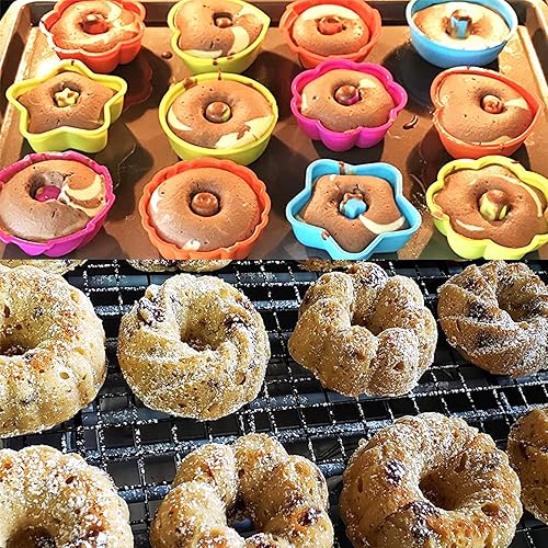 Miniatura 8 de To encounter Paquete de 24 moldes de silicona, antiadherentes de 3 34 pulgadas, molde de dona de silicona de tamaño completo, tazas para hornear de