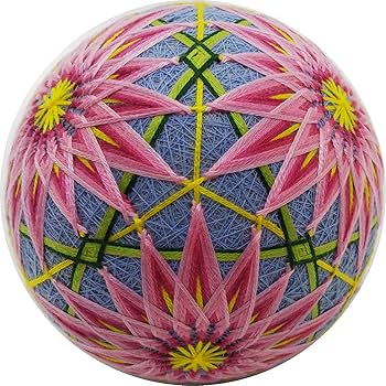 手毬猫の店 てまり「六菊と三菱」紫花、緑三菱 手まり 手毬 手鞠 Amazon