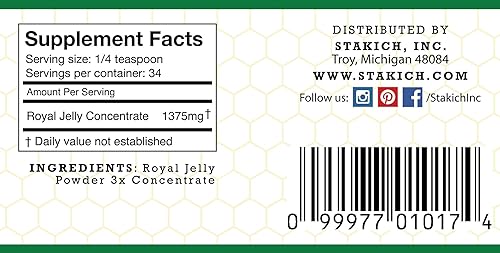 Miniatura 2 de Stakich Royal Jelly Powder - 1.5 onzas - 3 concentrados - liofilizado, puro, natural