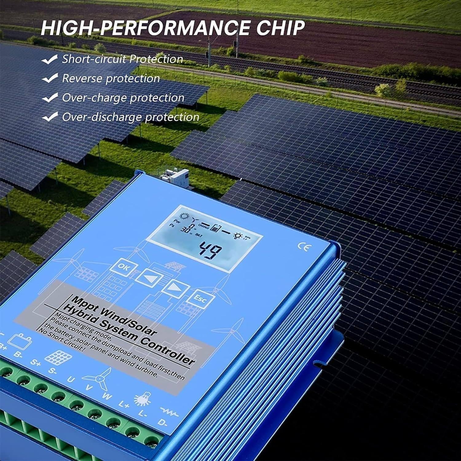 22000W Renewable Energy Controller Universal for Off Grid Wind Solar Hybrid Systems Hybrid Charge Controller,Dump Load Wind Turbine 8000W Generator 6000W Solar Panel Auto Regulator (20000W,48V)